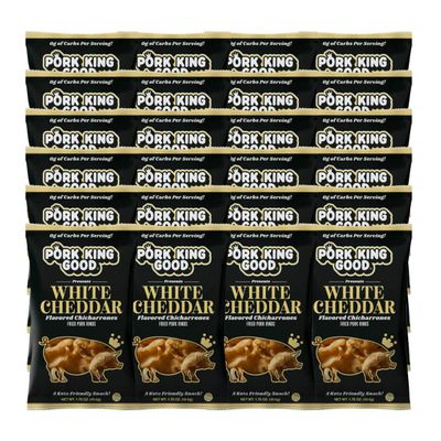 Pork King Good Pork Rinds - White Cheddar 24 Pack Case (Chicharrones)