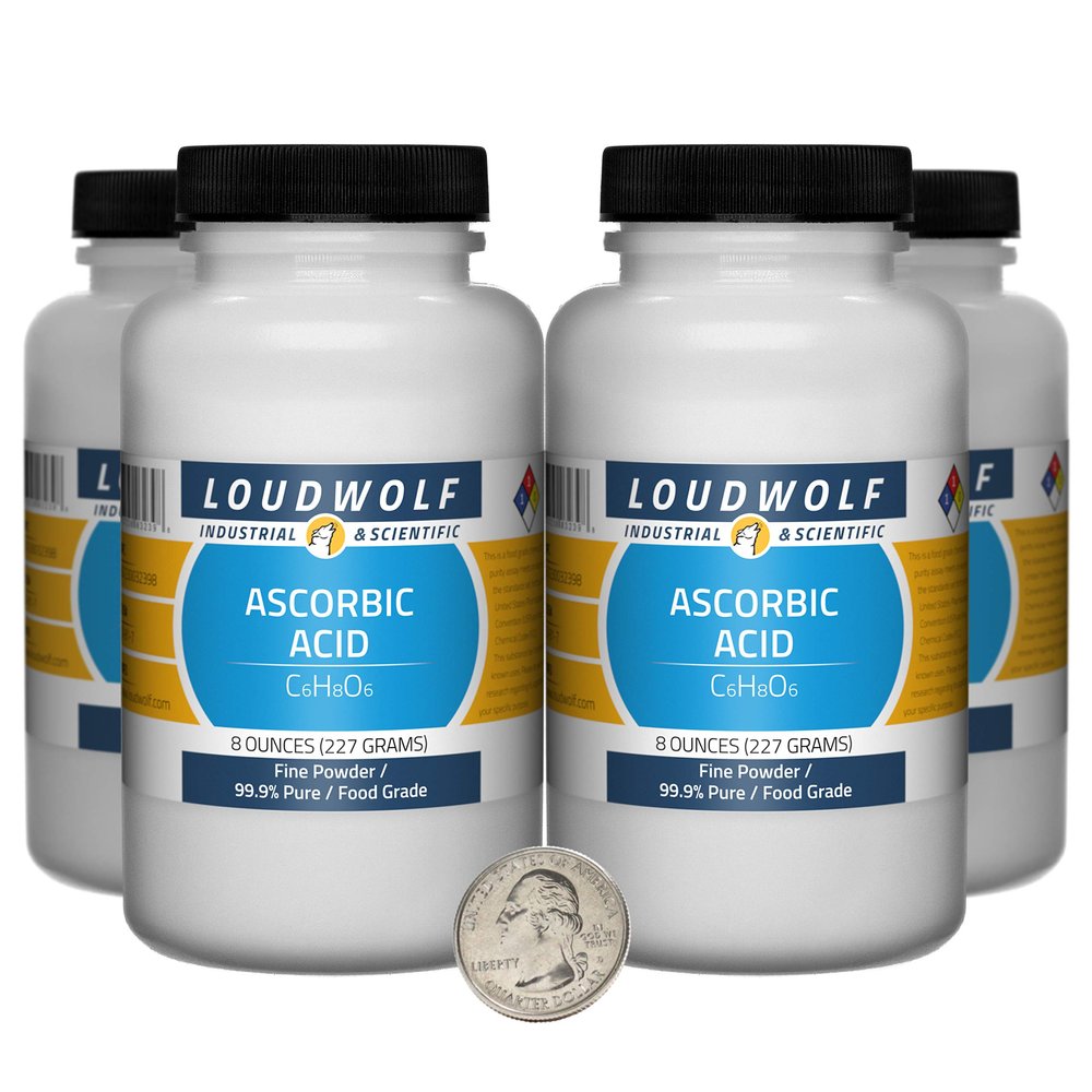 Ascorbic Acid / 2 Pounds / 4 Bottles / 99.9% Pure Food Grade/Fine Powder