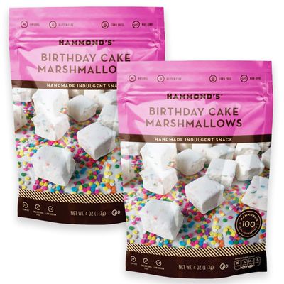Hammonds Candies Gourmet Marshmallows  Birthday Cake | Great for Snacking, Hot Chocolate, Smores, Baking | Gluten-Free, Kosher, Handcrafted in the USA | 2 Pack