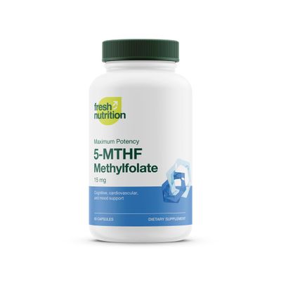 L Methylfolate 15mg - Maximum Potency - Active Vitamin B9 Superior Bioavailability - 5-MTHF Methyl Folate for Mood, Cognition, Immunity, Cardiovascular, Neurological, Reproductive Health - 60 Capsules