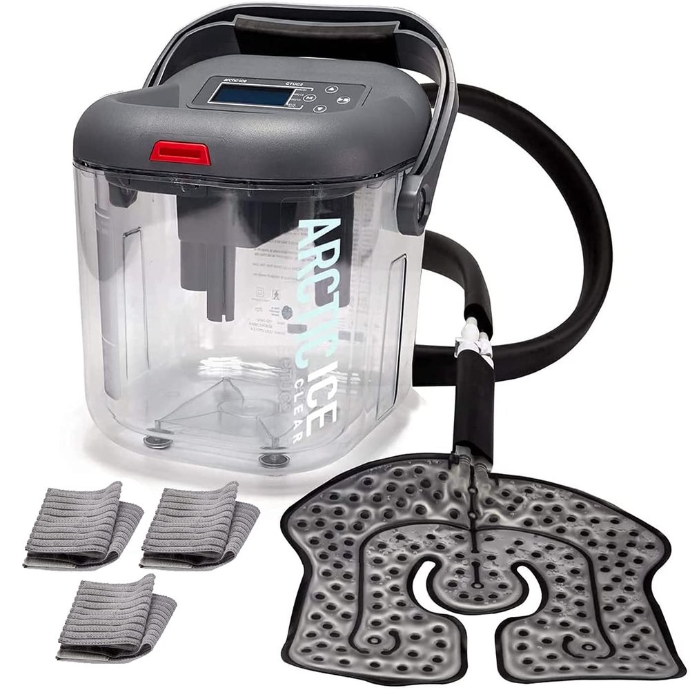 Circulating Cold Water Therapy Ice Machine Gen 2 by Arctic Ice Clear  for Knee, Elbow, Shoulder, Back Pain, Swelling, Sprains, Injuries (Arctic Ice Clear) (with Universal Pad)