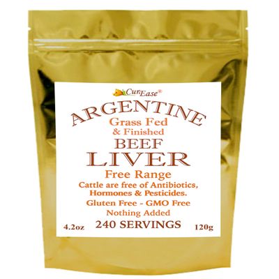 CurEase Beef Liver Powder - Argentine Grass Fed & Finished - Undefatted - 4.2 oz 240 Servings