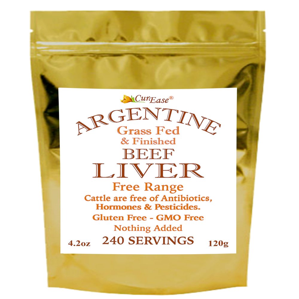 CurEase Beef Liver Powder - Argentine Grass Fed & Finished - Undefatted - 4.2 oz 240 Servings