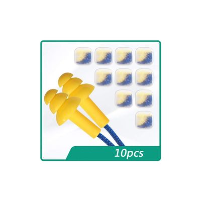 10Pcs Soft Silicone Ear Plugs Hearing Protection Christmas Tree Shape Reusable Earplug with Cord Noise Cancelling for Sleeping, Shooting, Construction Work with Box