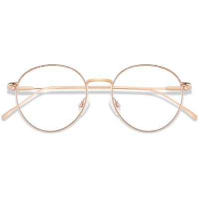 ANDWOOD Blue Light Blocking Glasses Women Men Computer Small Face Clear Bluelight Blocker Metal Frame Round Rose Gold