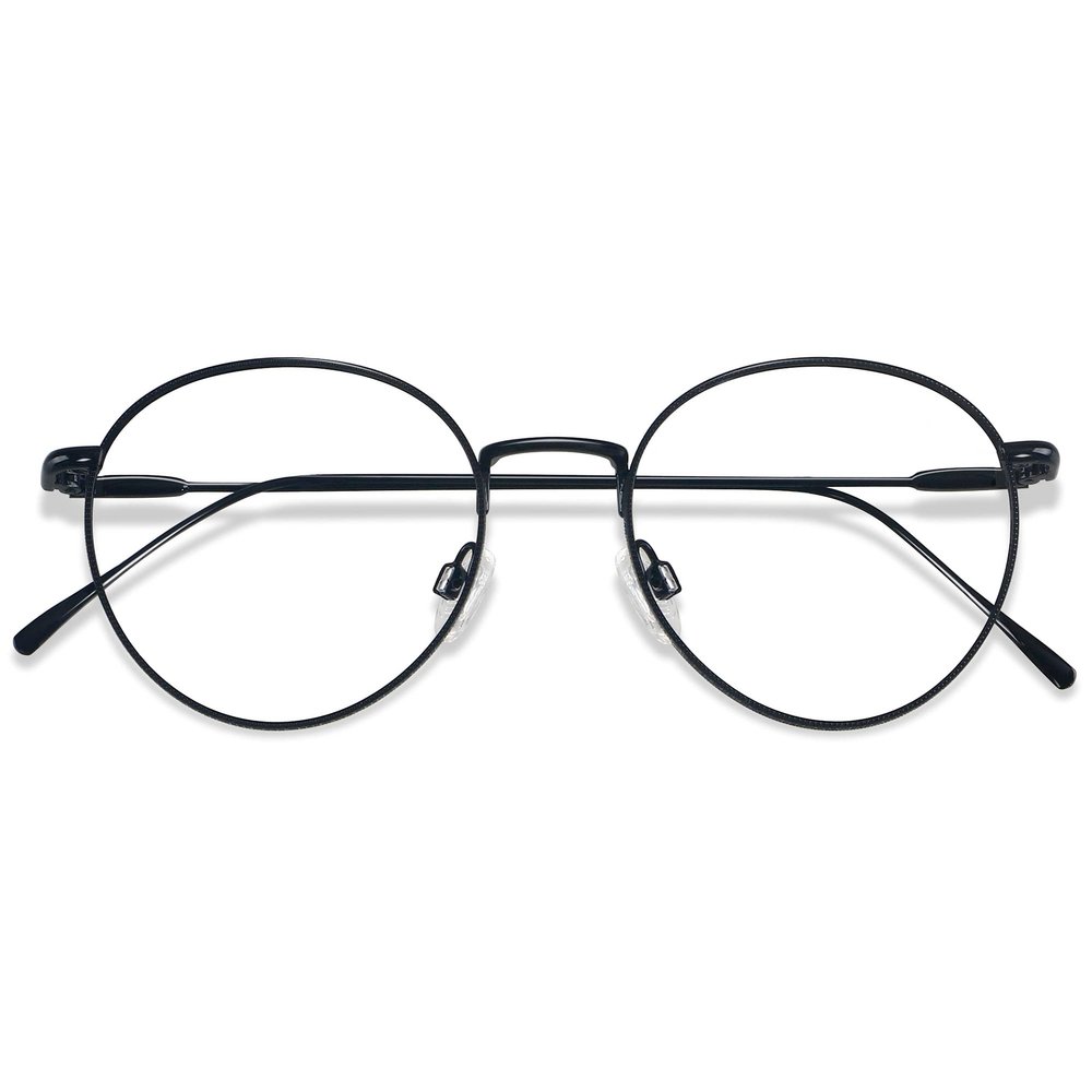 ANDWOOD Blue Light Blocking Glasses Women Men Computer Small Face Clear Bluelight Blocker Metal Frame Round Black