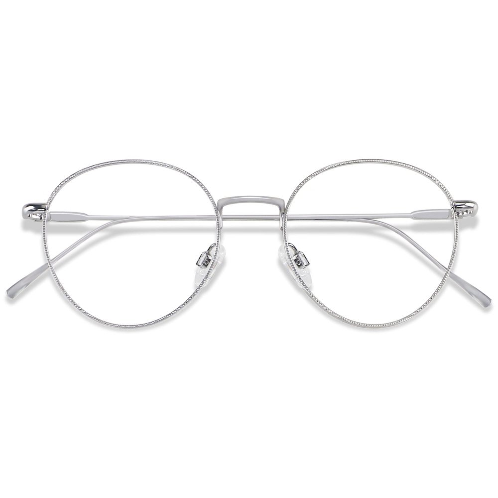 ANDWOOD Blue Light Blocking Glasses Women Men Computer Small Face Clear Bluelight Blocker Metal Frame Round Silver