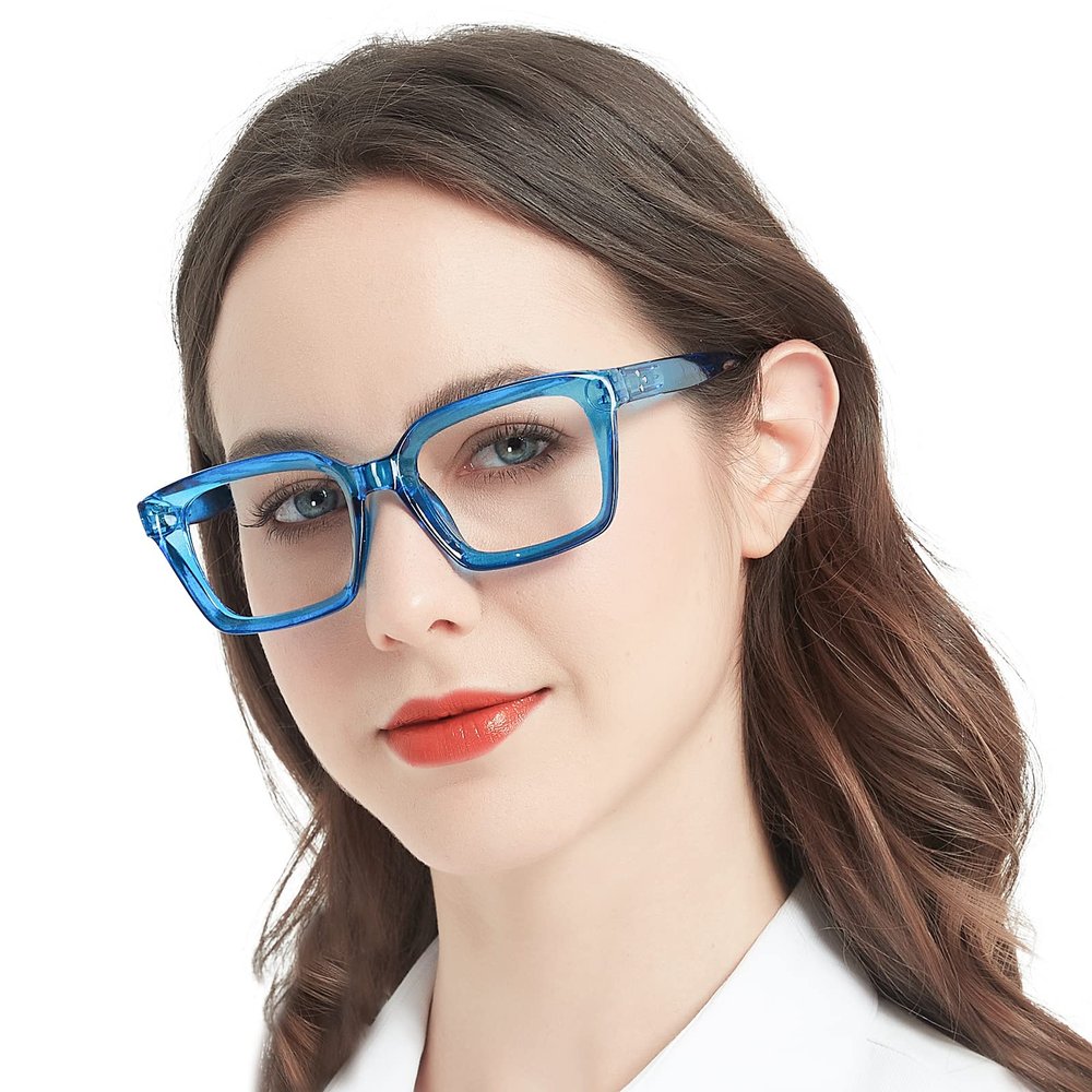 MARE AZZURO Oversized Reading Glasses 2.0 Women Stylish Readers 0 0.50 0.75 1.00 1.25 1.50 1.75 2.00 2.25 2.50 2.75 3.00 3.50 4.00 5.00 6.00 (Blue, 2.0x)