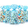 Blulu 105 Pcs Blue Cellophane Gift Bags 10.8 x 5 In Plastic candy bags Cellophane Treat Holder Polka Dot Stripes Goodie Gift Wrapping with Twist Ties for Birthday Baby Showers Weddings Party Supplies view 1