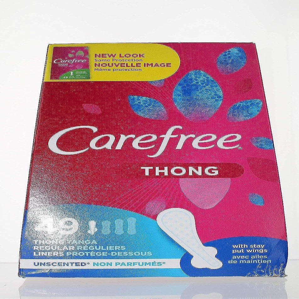 Carefree Pantiliners for Thongs with Stay Put Wings Unscented (Pack of 4)