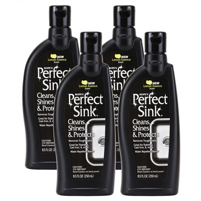 HOPE'S Perfect Sink Cleaner and Polish, Restorative, Water-Repellant, Removes Stains, Ideal for Brushed Stainless Steel, Cast Iron, Porcelain, Corian, Composite, Acrylic, 8.5 oz 4 Pack