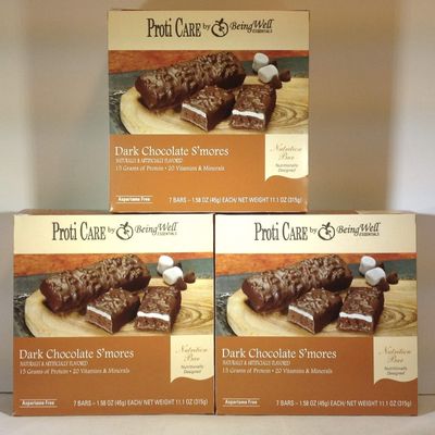 Being Well Essentials Proti Care Bars - THREE PACK - 3 boxes or bars - 21 servings (Dark Chocolate S'mores)