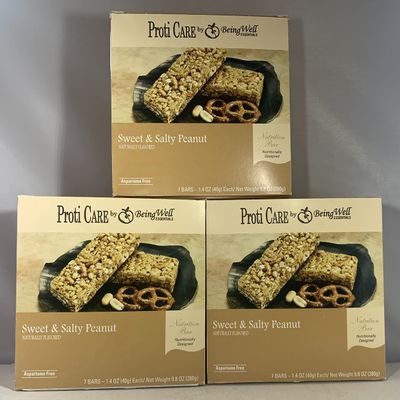 Being Well Essentials Proti Care Bars - THREE PACK - 3 boxes or bars - 21 servings (Sweet & Salty Peanut)