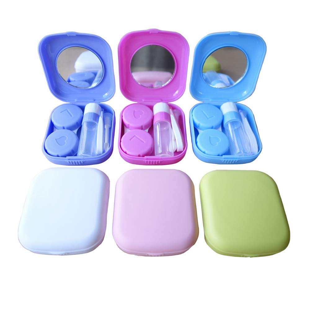 HAMIYELL 6 Pack Contact Lens Case Kit with Insert Mirror Lightweight, Compact, Portable Travel Contact Lens Box Set