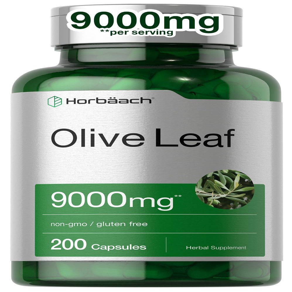 Horbach Olive Leaf Extract Capsules | 200 Count | Super Strength Supplement | Non-GMO, Gluten Free
