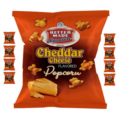 Better Made Special Popcorn (8) x Bags 2.5-2.75oz Each (Pack of 8) (CHEDDAR CHEESE) - Adult Bulk Snacks, Kids Lunch, Delicious Cheddar Cheese Flavorerd Popped Popcorn, Family Owned Since 1930