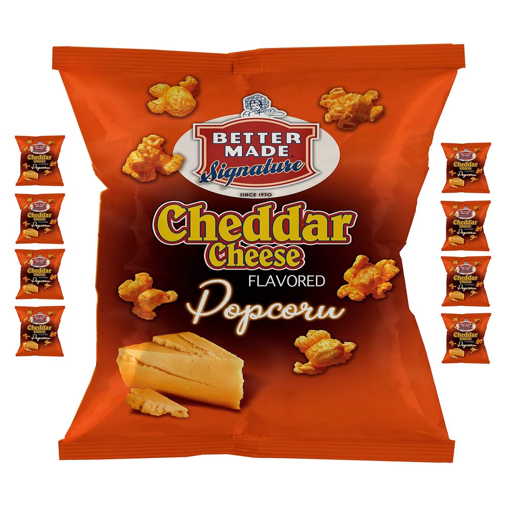 Better Made Special Popcorn (8) x Bags 2.5-2.75oz Each (Pack of 8) (CHEDDAR CHEESE) - Adult Bulk Snacks, Kids Lunch, Delicious Cheddar Cheese Flavorerd Popped Popcorn, Family Owned Since 1930