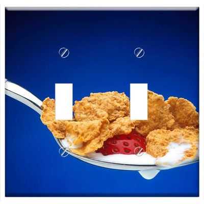 Switch Plate Double Toggle - Cereal Spoonful Strawberry Spoon Food Breakfast