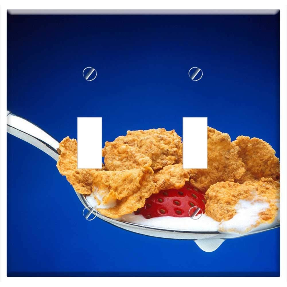 Switch Plate Double Toggle - Cereal Spoonful Strawberry Spoon Food Breakfast