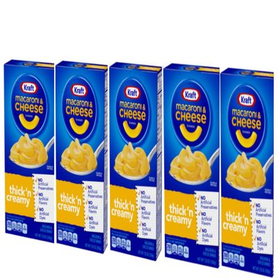 Kraft Thick and Creamy Macaroni and Cheese Dinner, 7.25 oz Box (5 Boxes)