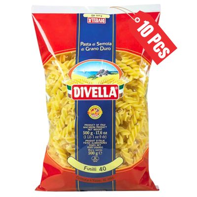 Divella Fusilli Pasta #40, 16 oz. (Rotini Pasta - Pack of 10) - Authentic Italian Pasta Made with Durum Wheat Semolina, Perfect 'Al Dente' Texture for Every Dish