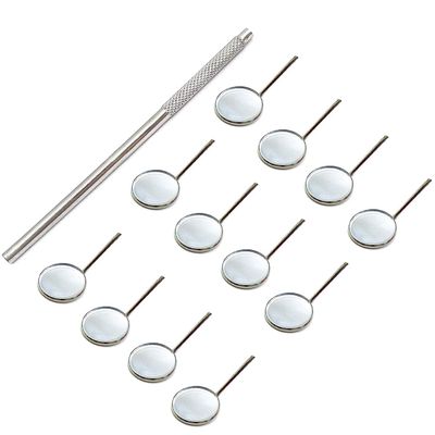 AAProTools Dental Orthodontic Dental Hygiene Size 5 Stainless Steel Simple Stem Front-Surface Mouth Mirrors 12/Box