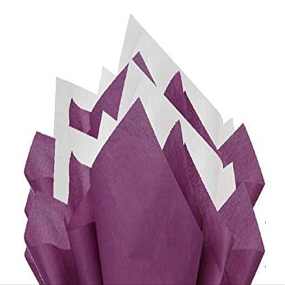 100Sheets Plum Purple and White Gift Wrap Pom Pom Tissue Paper Mix with 12 to from Gift Tags & Twine
