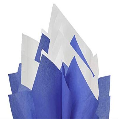 100Sheets Sapphire Blue and White Gift Wrap Pom Pom Tissue Paper Mix with 12 to from Gift Tags & Twine