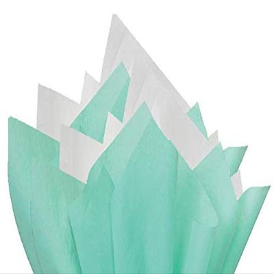 100Sheets Aqua Blue and White Gift Wrap Pom Pom Tissue Paper Mix with 12 to from Gift Tags & Twine
