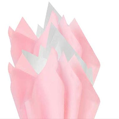100Sheets Light Pink and White Gift Wrap Pom Pom Tissue Paper Mix with 12 to from Gift Tags & Twine