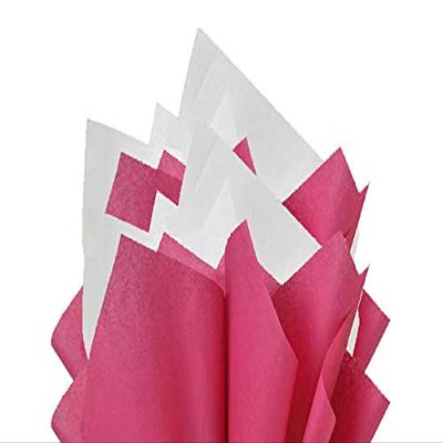 100Sheets Cerise Pink and White Gift Wrap Pom Pom Tissue Paper Mix with 12 to from Gift Tags & Twine