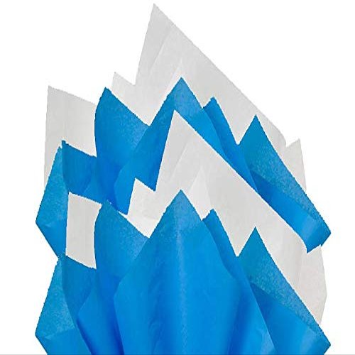 100Sheets Brilliant Blue and White Gift Wrap Pom Pom Tissue Paper Mix with 12 to from Gift Tags & Twine