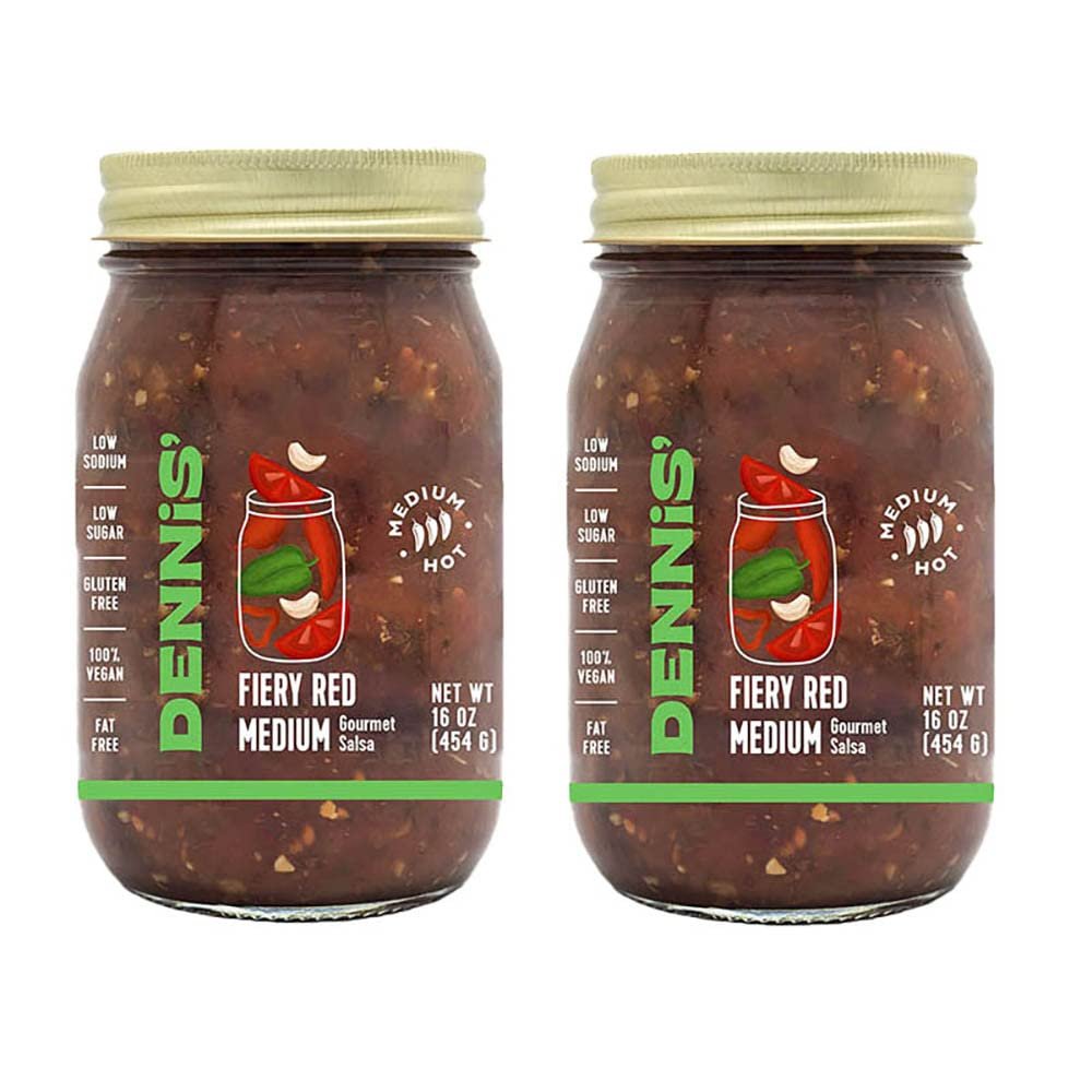 All-Natural Fiery Red Salsa by Dennis Gourmet | This fresh, hearty restaurant salsa is low in sugar, calories, carbs, and sodium. Fat and gluten-free, vegan-friendly! Includes 2-16 oz jars.