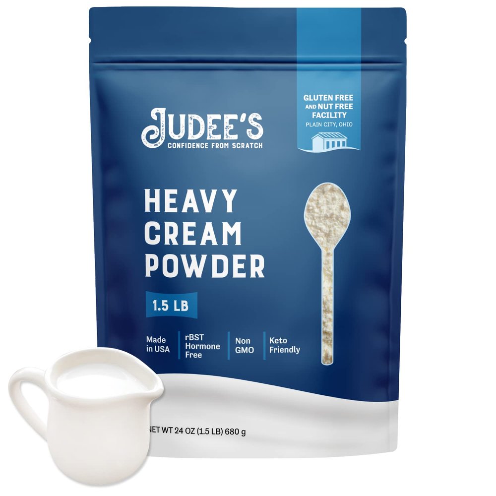 Judee's Gluten Free Heavy Cream Powder - Keto Coffee Creamer Blend - Reconstituted Heavy Cream for Sauces & Baking - Shelf-Stable Creamer for Long-Term Storage - 1.5 lb