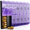 Weekly AM PM Extra Large Pill Organizer, 7 Day Pill Case 2 Times a Day, XL Day Night Pill Case Twice a Day, Oversized Daily Medicine Organizer for Vitamin, Pill Container (Purple) view 1