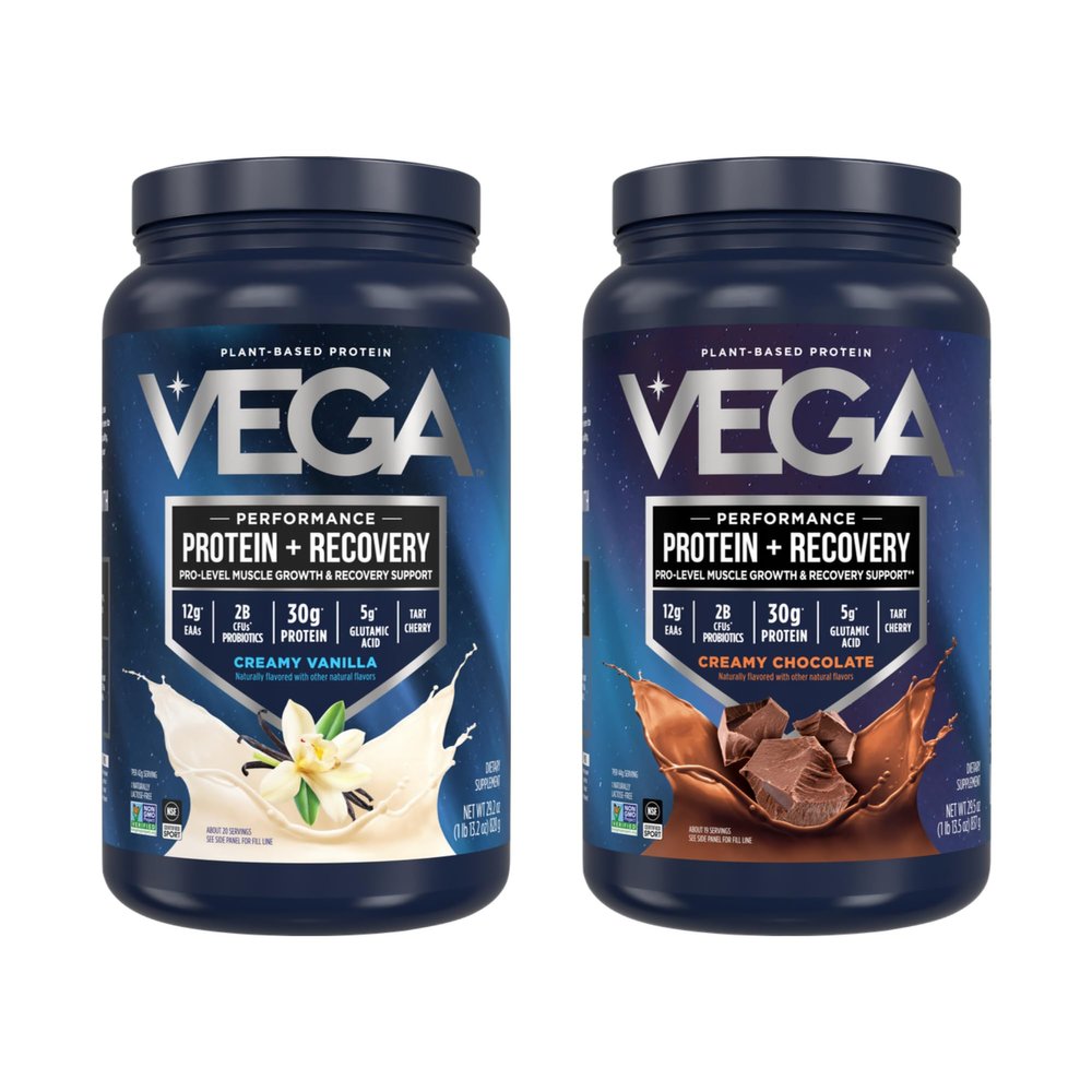 Vega Sport Premium Protein Powder + Recovery Bundle - Vanilla (20 servings) and Chocolate (19 servings) 30g Plant Based Protein, 5g BCAAs, Low Carb, Keto, Pea Protein for Women and Men