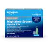 Amazon Basic Care Nighttime Severe Cold and Flu Coated Caplets, Temporarily Relieves Symptoms Like Runny Nose and Sneezing, Vapor Ice, 24 Count view 1