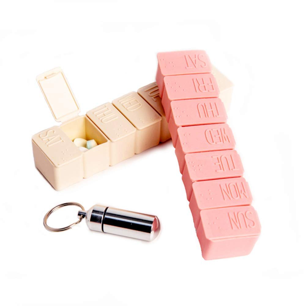 2Pack Pill Organizer Am Pm Pill Organizer 7 Day with Braille Pill case Vitamins Fish Oil Supplements