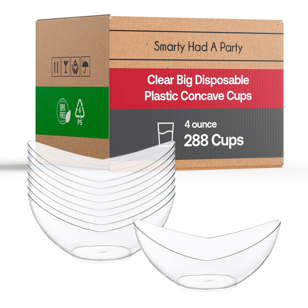 Disposable Plastic Cups, Ice Cream Bowls - Tumblers for Ice cream, Yogurt, Fruit, Cheesecake, Pudding - Bulk Party Supplies for Wedding (Clear, 4 oz Cups (288 Cups))