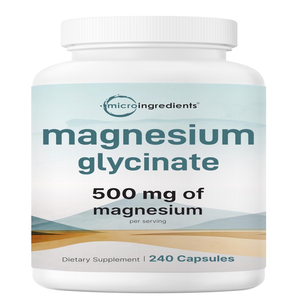 Magnesium Glycinate 500mg Per Serving, 240 Capsules | Potent Elemental Form, 100% Chelated, High Absorption | Healthy Muscle, Bones, & Mood Support Supplement | Non-GMO