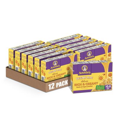Annie's Deluxe Shells Pasta and Vegan Cheddar Style Sauce, Organic, 10.8 oz (Pack of 12)