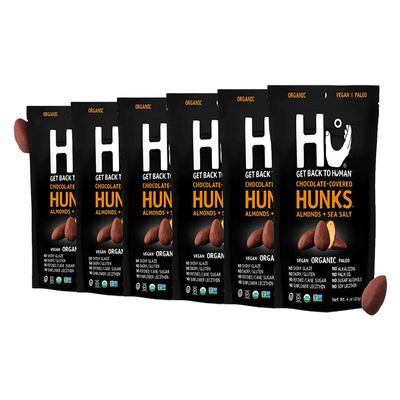 Hu Keto Friendly Vegan Hunks |Chocolate Covered Almonds With Sea Salt | 6 Pack | Non-GMO, Gluten Free, Paleo, Organic Dark Chocolate