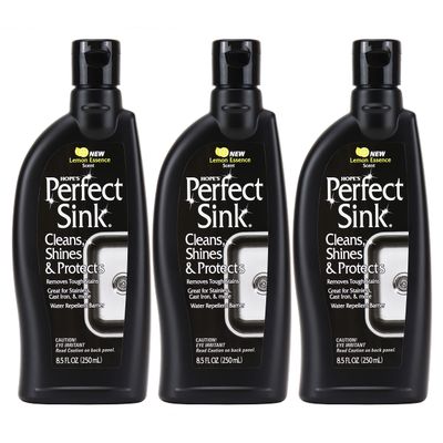 HOPE'S Perfect Sink Cleaner and Polish, Restorative, Water-Repellant, Removes Stains, Ideal for Brushed Stainless Steel, Cast Iron, Porcelain, Corian, Composite, Acrylic, 8.5 oz 3 Pack