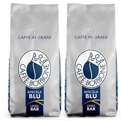 Caff Borbone Whole Bean Coffee, Medium-Dark Roast, Blue Blend, Authentic Italian Coffee, 2.2 lb Bag (Pack of 2)