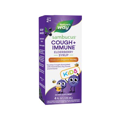 Nature's Way Sambucus HoneyBerry Cough Syrup for Kids with Black Elderberry Extract & Organic Honey, Immune Support*, 4 Fl. Oz.