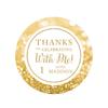 Andaz Press Personalized Glitzy Faux Gold Glitter Round Sticker Labels, Thanks for Celebrating with Me 5, 5th Birthday or Anniversary, 40-Pack, Custom Name view 1