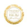 Andaz Press Personalized Glitzy Faux Gold Glitter Round Sticker Labels, Thanks for Celebrating with Me 65, 65th Birthday or Anniversary, 40-Pack, Custom Name view 1