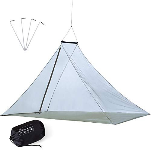 GWHOLE Mosquito Net for Camping with Carry Bag, Portable Outdoor Mosquito Net with Tent Pegs for Single Cot Camping Patio Outdoor