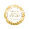 Andaz Press Personalized Glitzy Faux Gold Glitter Round Sticker Labels, Thanks for Celebrating with Me 45, 45th Birthday or Anniversary, 40-Pack, Custom Name view 1