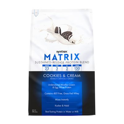 Syntrax Nutrition Matrix - Sustained-Release Protein Blend, Cookies & Cream 2 lbs. Real Cookie Pieces